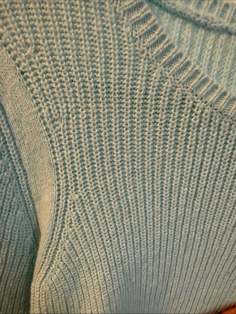Talbots Light Aqua Ribbed Crewneck Sweater - Picture 4 of 5